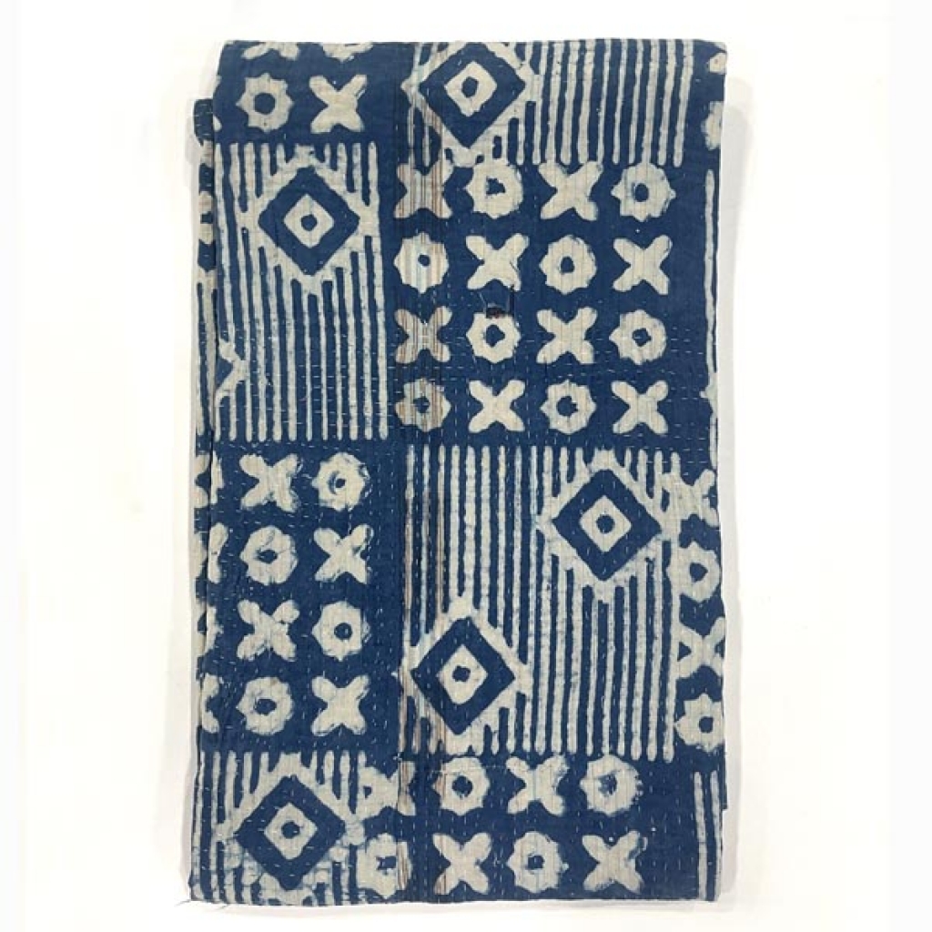 COTTON KANTHA INDIGO PATCH WORK QUILTS