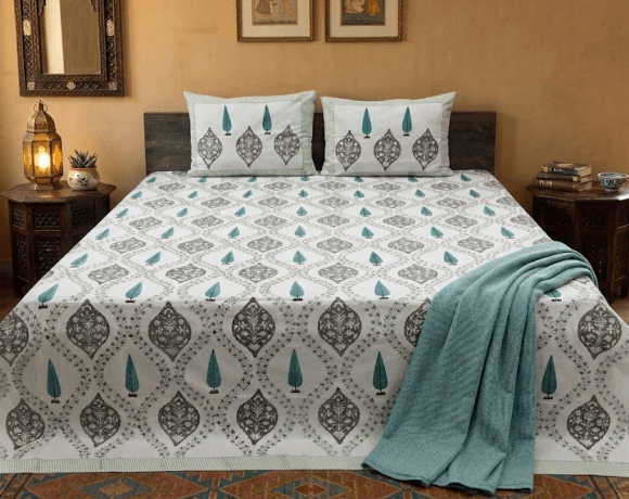 HAND BLOCK PERCALE PRINTED BEDSHEET