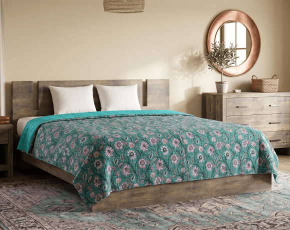 HAND BLOCK PERCALE PRINTED BEDSHEET